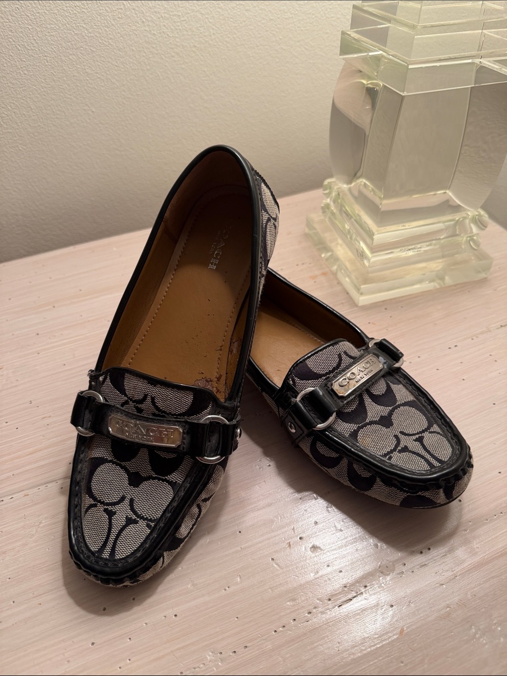 Coach Black and Gray Signature Canvas Loafers